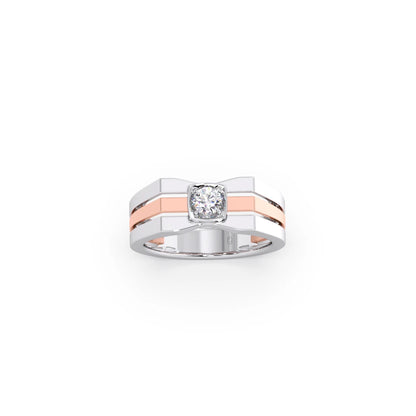 0.30 Carat Segmented Diamond Men's Classic Dual Tone Ring