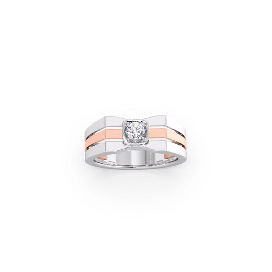 0.30 Carat Segmented Diamond Men's Classic Dual Tone Ring