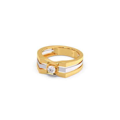 0.30 Carat Segmented Diamond Men's Classic Dual Tone Ring