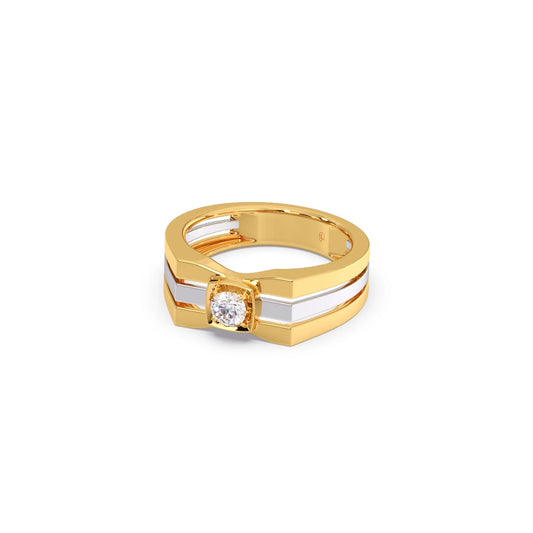 0.30 Carat Segmented Diamond Men's Classic Dual Tone Ring