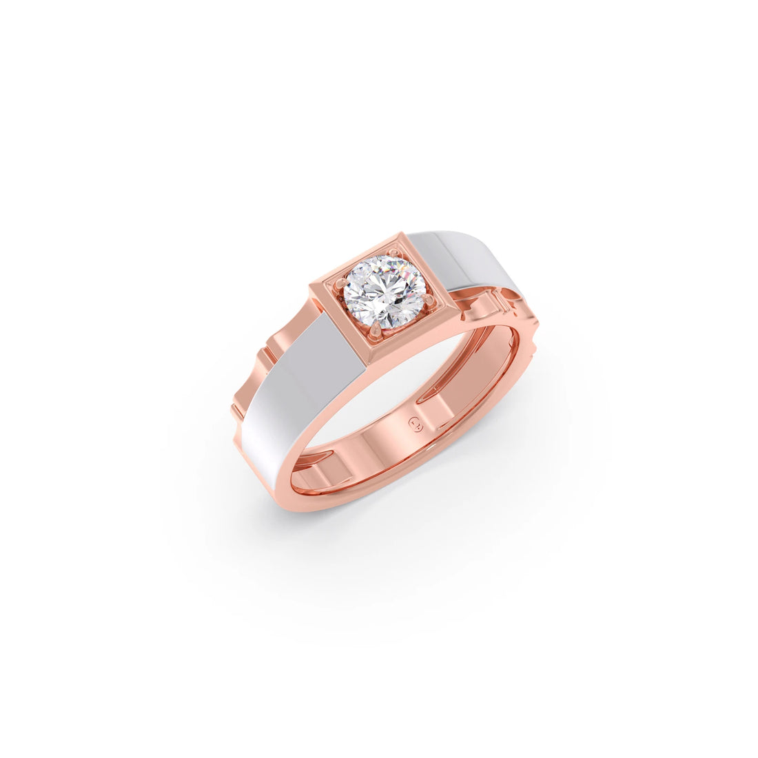 0.66 Carat Dual Tone Textured Diamond Men's Classic Ring