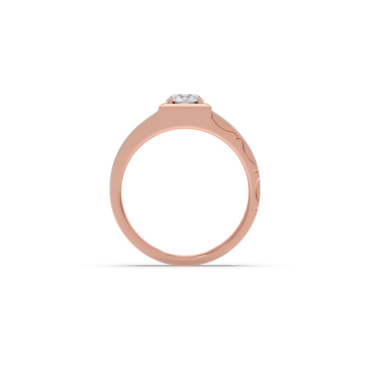 0.66 Carat Dual Tone Textured Diamond Men's Classic Ring