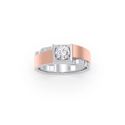 0.66 Carat Dual Tone Textured Diamond Men's Classic Ring