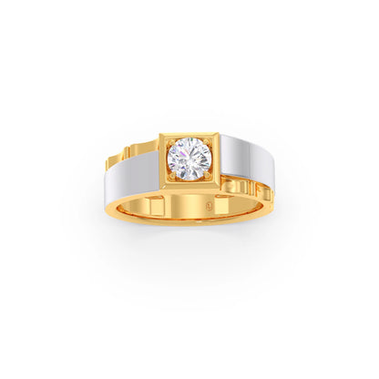 0.66 Carat Dual Tone Textured Diamond Men's Classic Ring