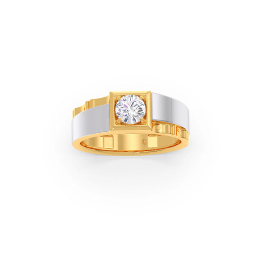 0.66 Carat Dual Tone Textured Diamond Men's Classic Ring