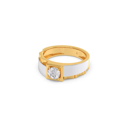 0.66 Carat Dual Tone Textured Diamond Men's Classic Ring