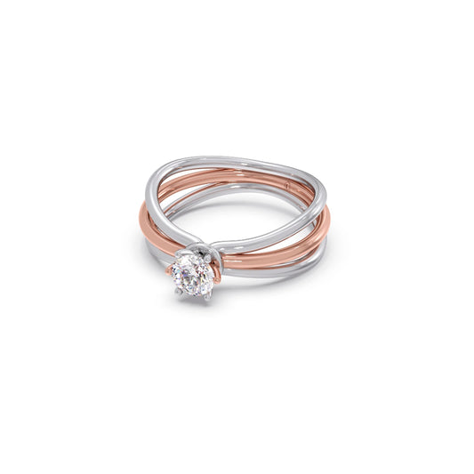 Round Diamond 0.50 Ct Dual Gold Accent Ring