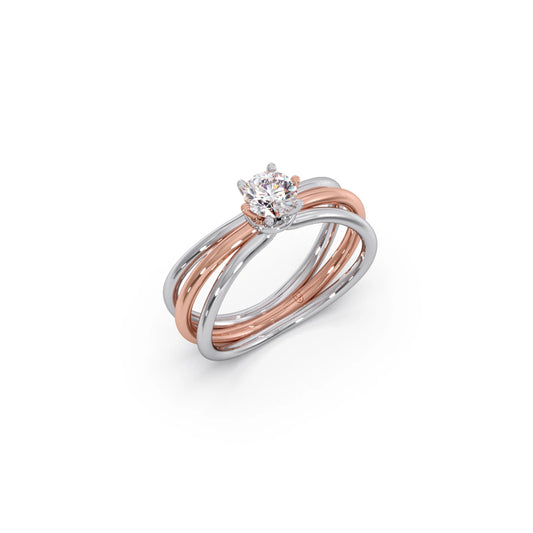 Round Diamond 0.50 Ct Dual Gold Accent Ring