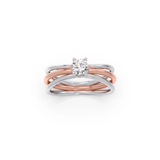 Round Diamond 0.50 Ct Dual Gold Accent Ring