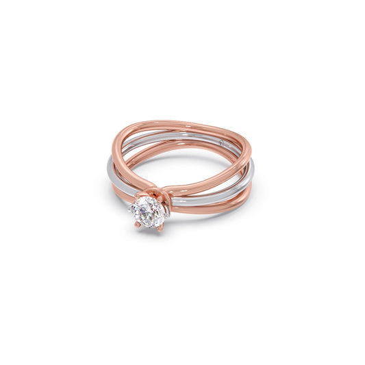 Round Diamond 0.50 Ct Dual Gold Accent Ring