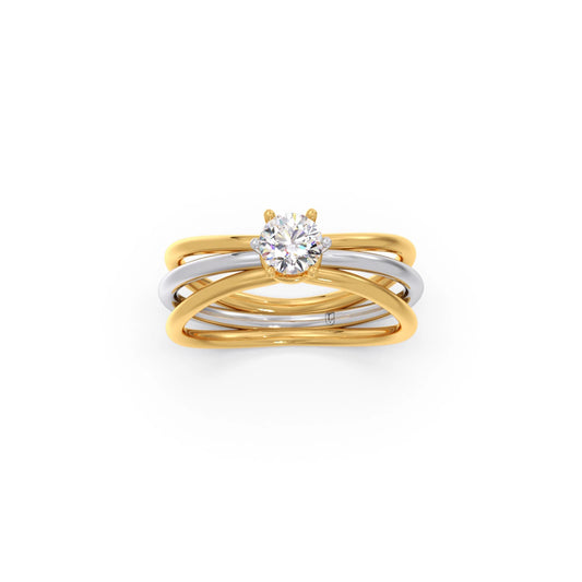Round Diamond 0.50 Ct Dual Gold Accent Ring
