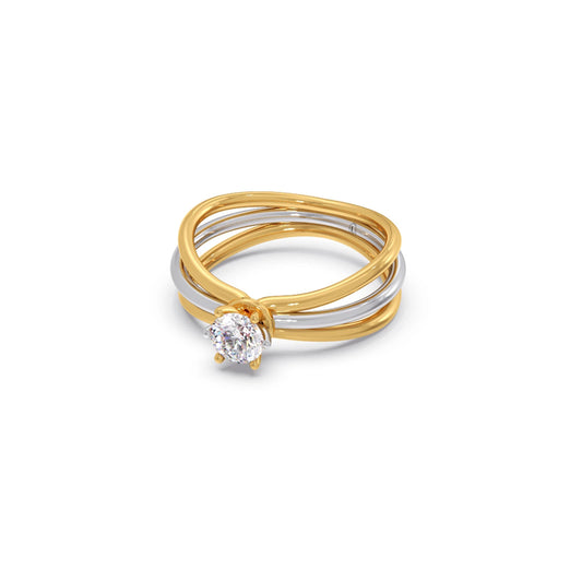 Round Diamond 0.50 Ct Dual Gold Accent Ring