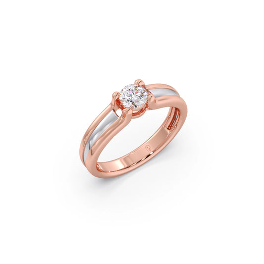 0.32 Carat Round Diamond Two-Tone Gold Ring