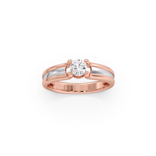 0.32 Carat Round Diamond Two-Tone Gold Ring