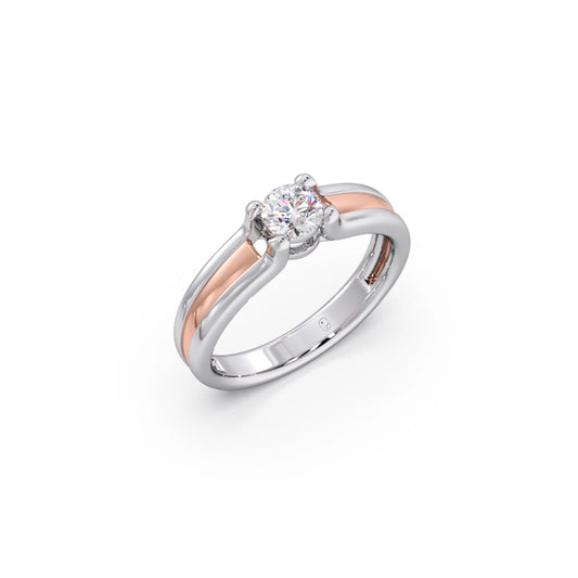 0.32 Carat Round Diamond Two-Tone Gold Ring