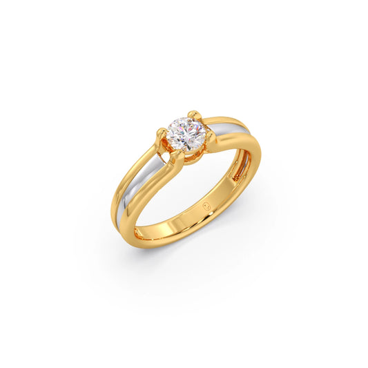 0.32 Carat Round Diamond Two-Tone Gold Ring