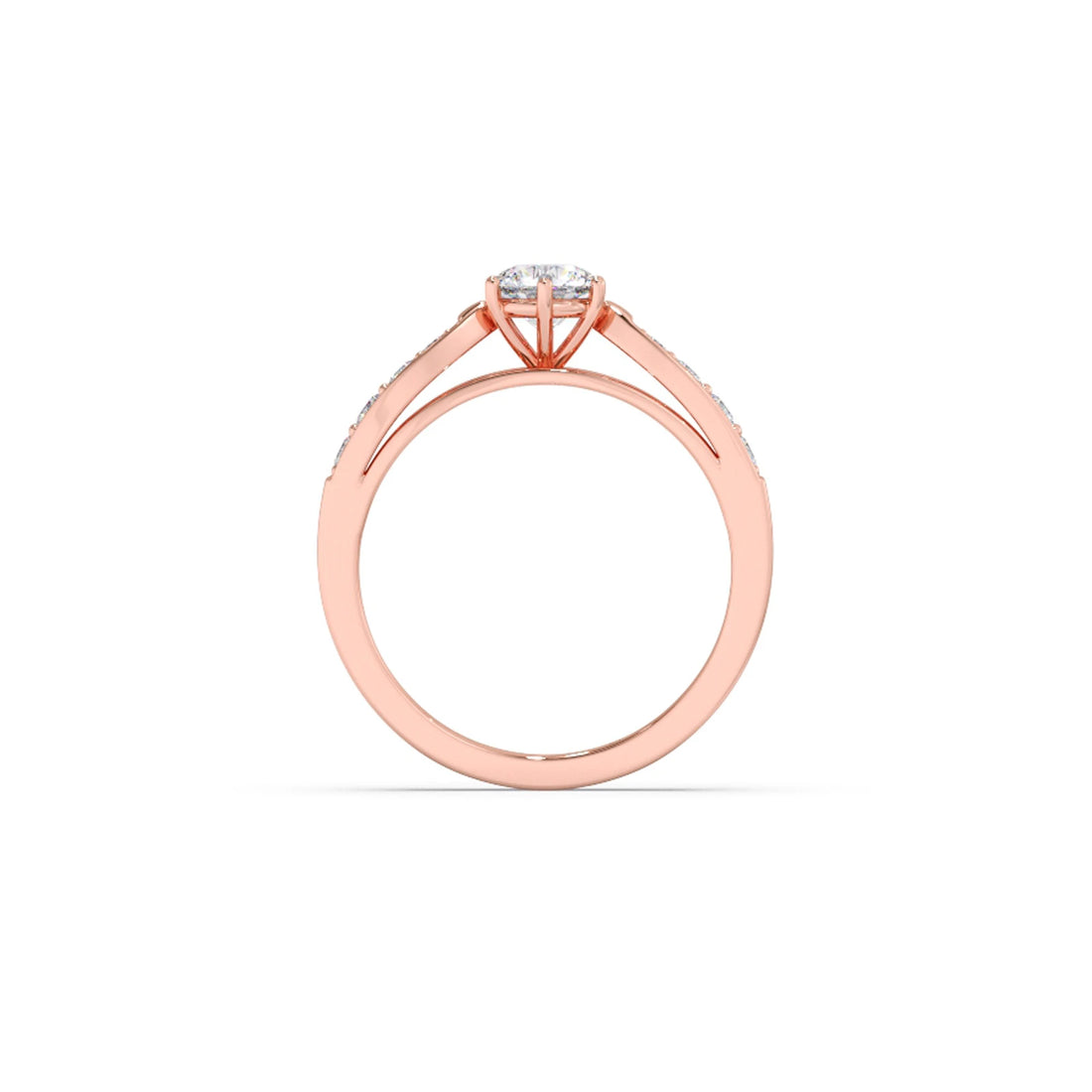 Round Diamond Pave Set Gold Ring 5.20mm