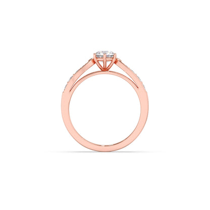 Round Diamond Pave Set Gold Ring 5.20mm
