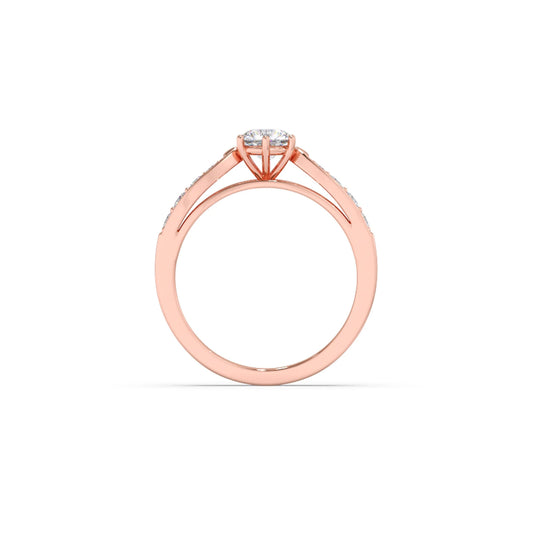 Round Diamond Pave Set Gold Ring 5.20mm