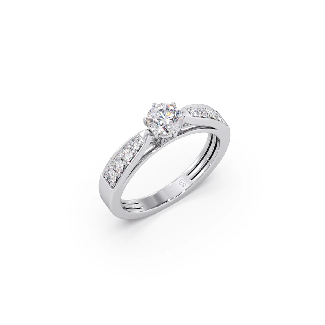 Round Diamond Pave Set Gold Ring 5.20mm