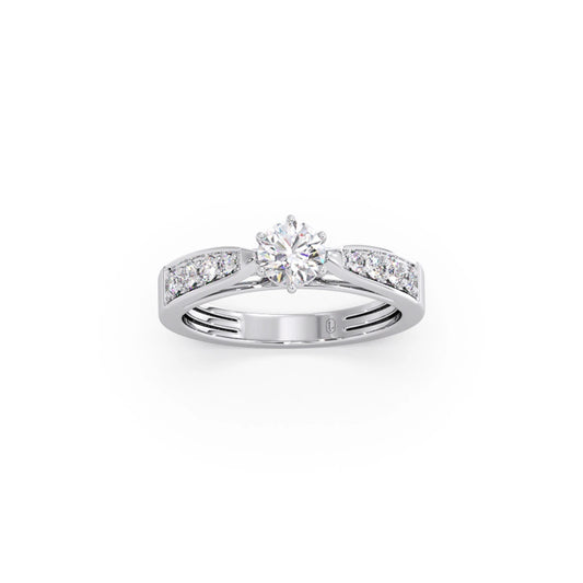 Round Diamond Pave Set Gold Ring 5.20mm