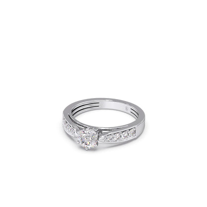 Round Diamond Pave Set Gold Ring 5.20mm