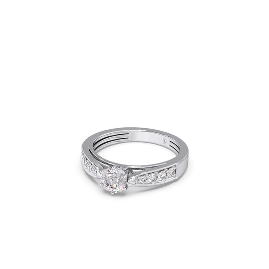 Round Diamond Pave Set Gold Ring 5.20mm