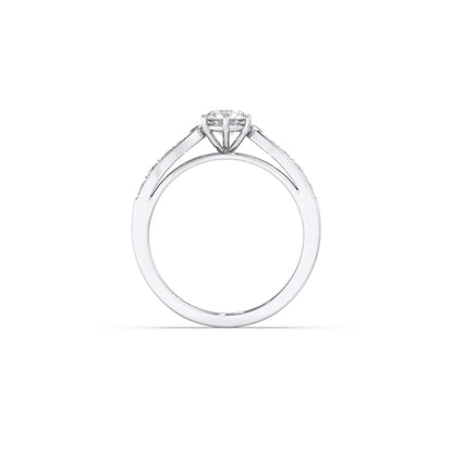 Round Diamond Pave Set Gold Ring 5.20mm