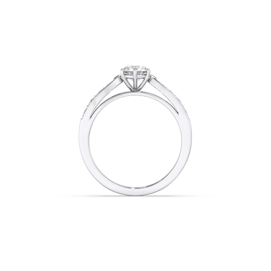 Round Diamond Pave Set Gold Ring 5.20mm