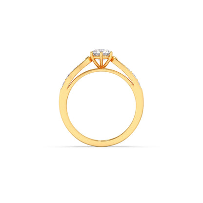Round Diamond Pave Set Gold Ring 5.20mm