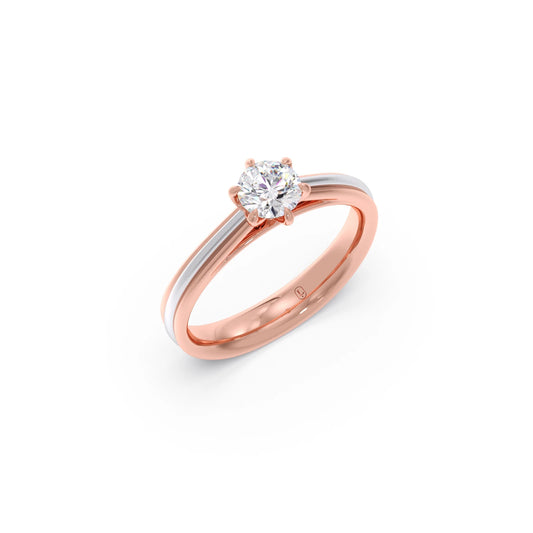 0.50 Carat Six Prong Solitaire Engagement Dual Tone Ring