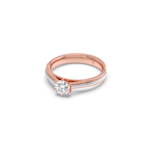 0.50 Carat Six Prong Solitaire Engagement Dual Tone Ring