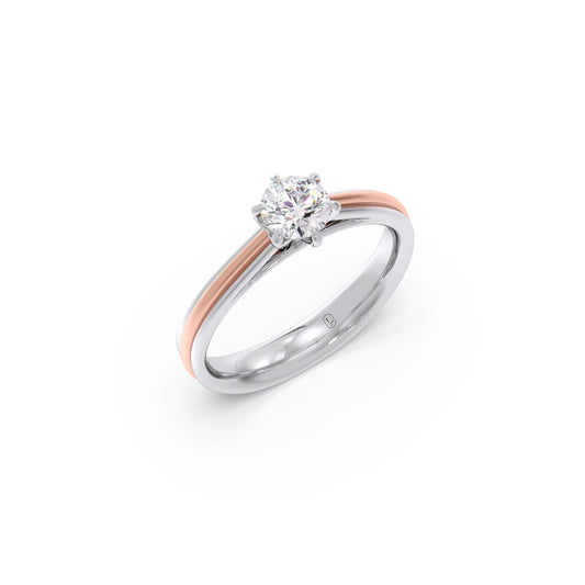 0.50 Carat Six Prong Solitaire Engagement Dual Tone Ring