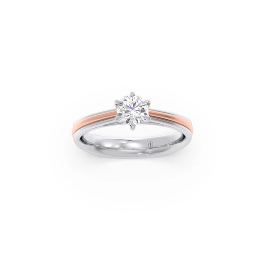 0.50 Carat Six Prong Solitaire Engagement Dual Tone Ring