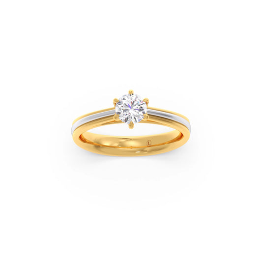 0.50 Carat Six Prong Solitaire Engagement Dual Tone Ring