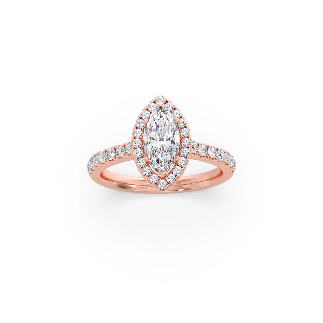 Marquise Halo Pave Diamond Engagement Ring