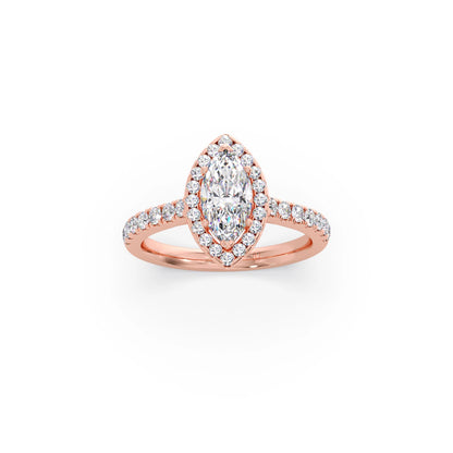Marquise Halo Pave Diamond Engagement Ring