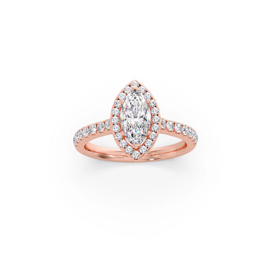 Marquise Halo Pave Diamond Engagement Ring