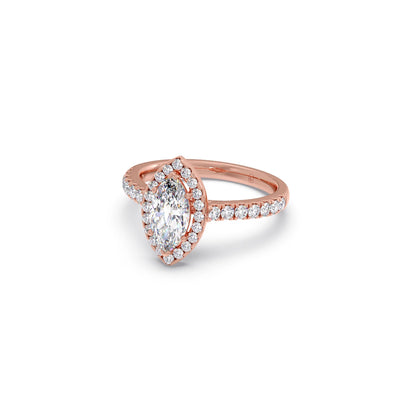 Marquise Halo Pave Diamond Engagement Ring