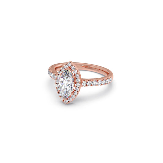 Marquise Halo Pave Diamond Engagement Ring