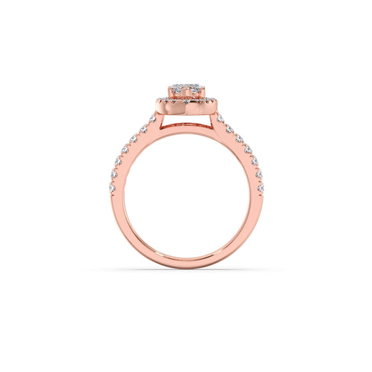 Marquise Halo Pave Diamond Engagement Ring