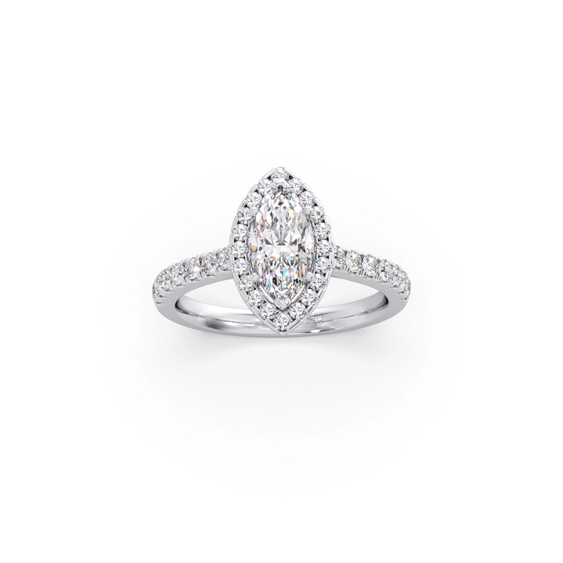 Marquise Halo Pave Diamond Engagement Ring
