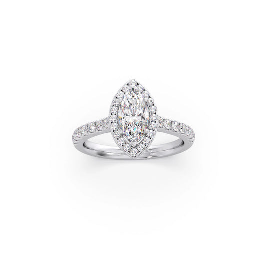 Marquise Halo Pave Diamond Engagement Ring