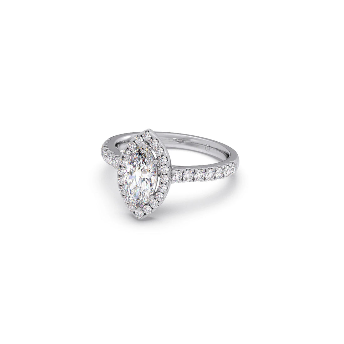 Marquise Halo Pave Diamond Engagement Ring