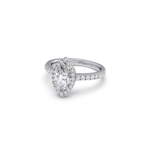 Marquise Halo Pave Diamond Engagement Ring