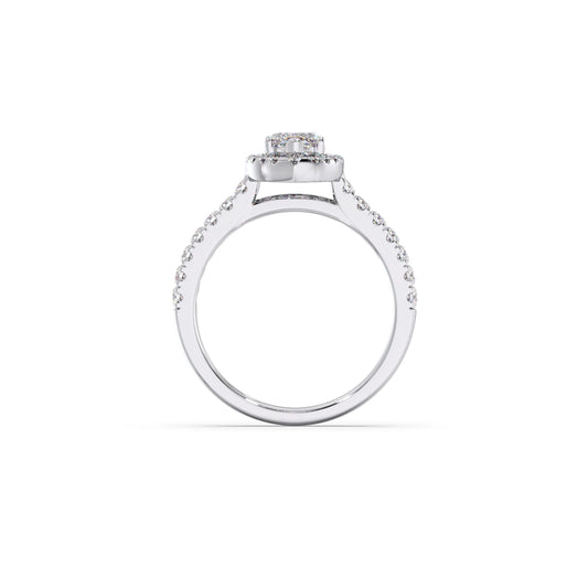 Marquise Halo Pave Diamond Engagement Ring