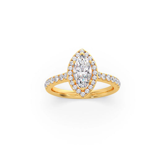 Marquise Halo Pave Diamond Engagement Ring