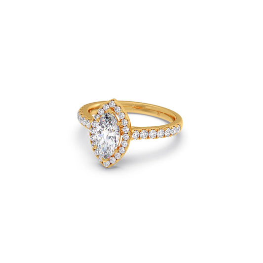 Marquise Halo Pave Diamond Engagement Ring