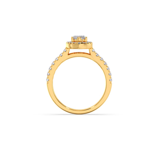 Marquise Halo Pave Diamond Engagement Ring