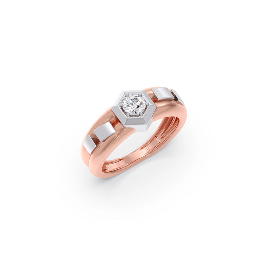 Hexa Halo Two-Tone Engagement Ring